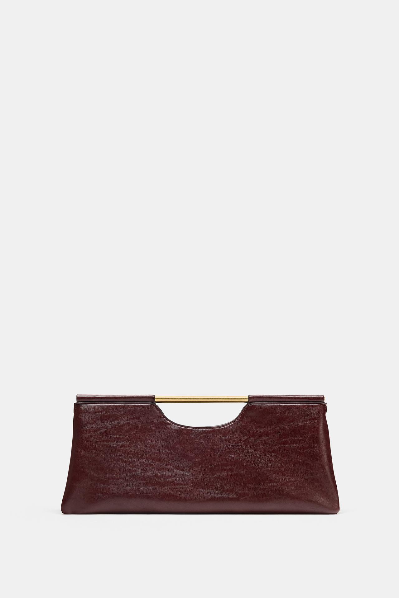 METALLIC HANDLE BAG — Burgundy Red