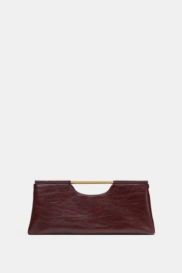 HANDTAS MET METALEN HENGSEL - Bordeauxrood van Zara