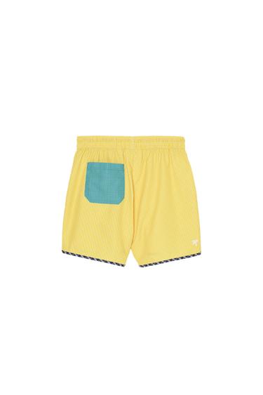 MAILLOT DE BAIN LONG À CARREAUX CONTRASTÉS - Jaune de Zara - Image 3