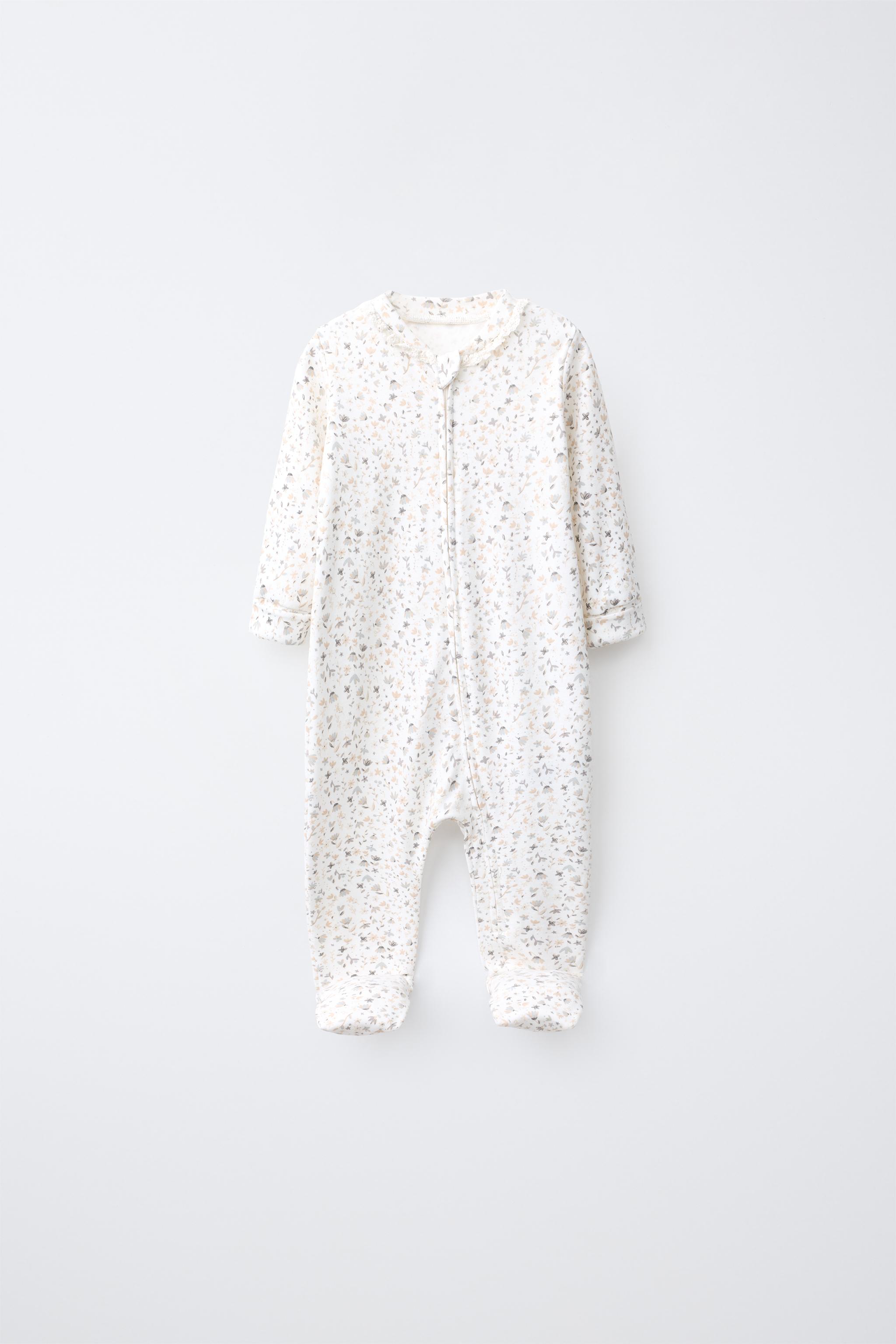 2-PACK OF CONVERTIBLE FOOTED FLORAL SLEEPSUITS — camel