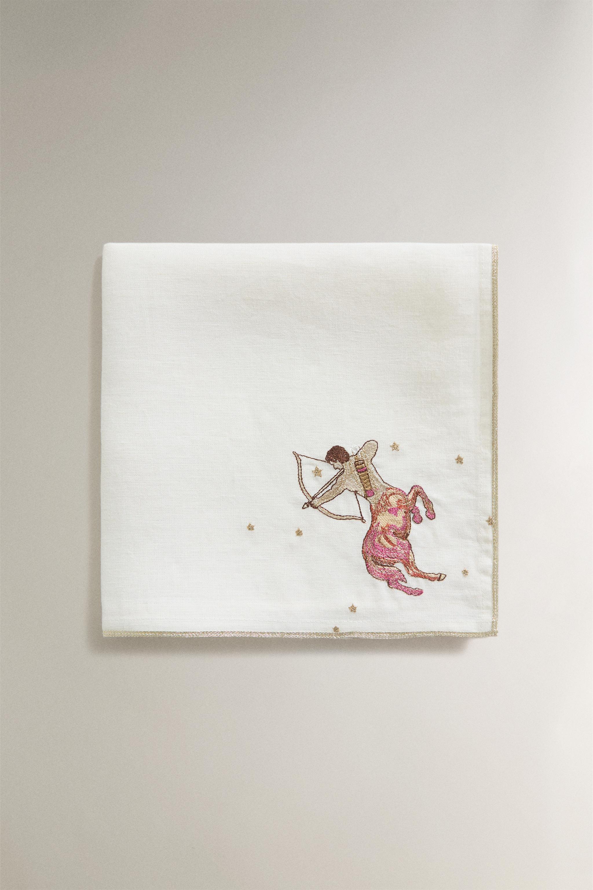 SAGITTARIUS EMBROIDERED LINEN NAPKIN | MARISA BERENSON