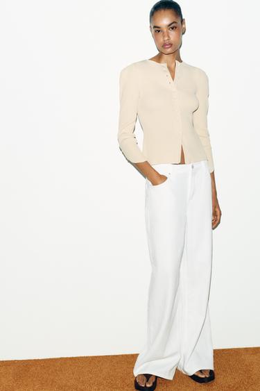 CHAQUETA PUNTO MANGA ABULLONADA - Crudo medio de Zara