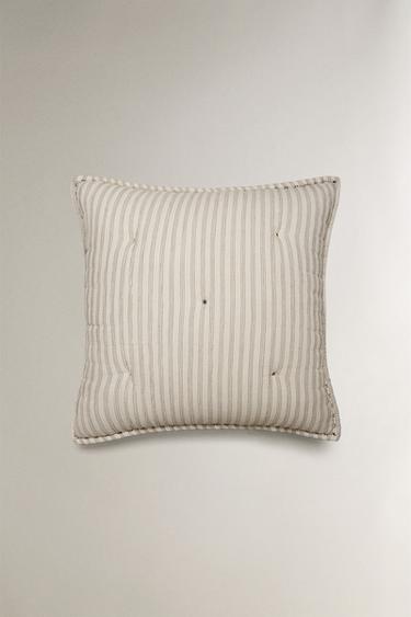 CHILDREN'S CUSHION COVER FOR QUILTS WITH THIN STRIPES - Cream by Zara