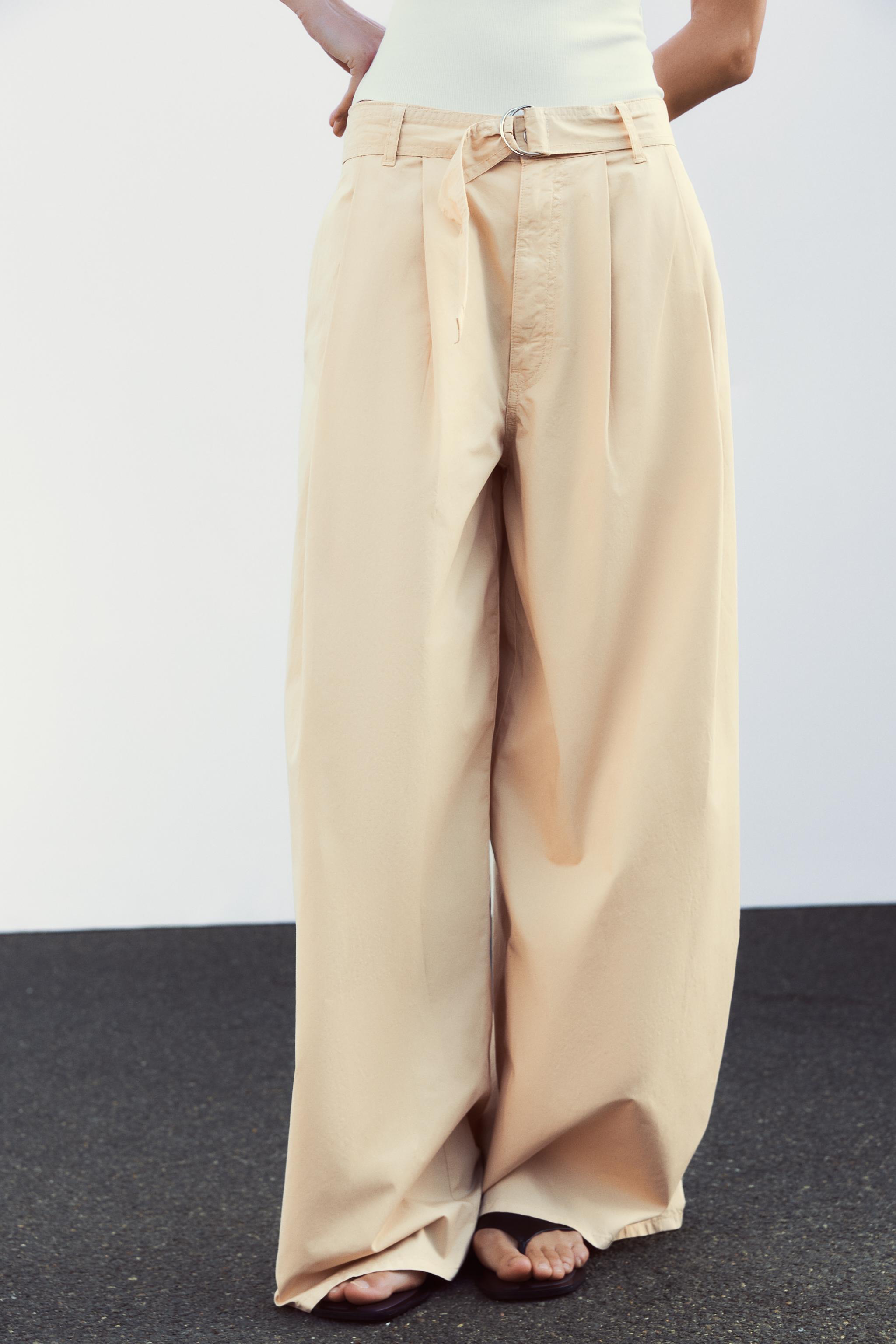 PLEATED BELTED PANTS - Vanilla | ZARA United States PLEATED BELTED PANTS - Vanilla | ZARA United States