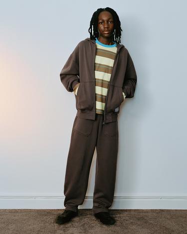 LABEL BARREL SWEATPANTS — Brown 3