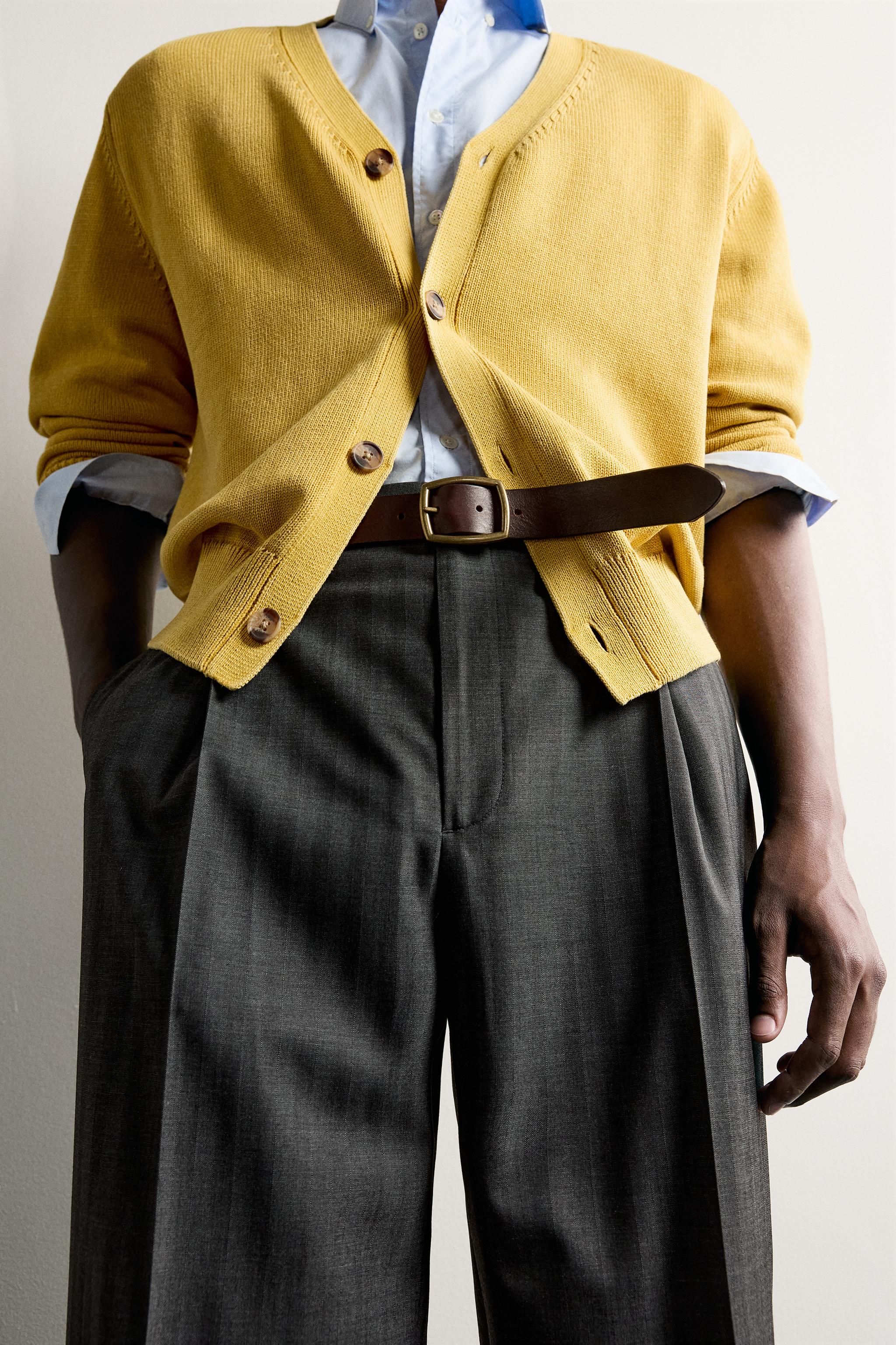 STRIPED PLEATED RELAXED FIT PANTS