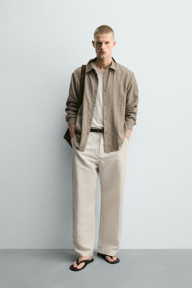CHEMISE RELAXED FIT EFFET FROISSÉ - Beige de Zara - Image 0