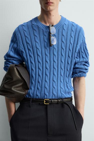 PULL STRUCTURÉ À TORSADES - Bleu de Zara - Image 5