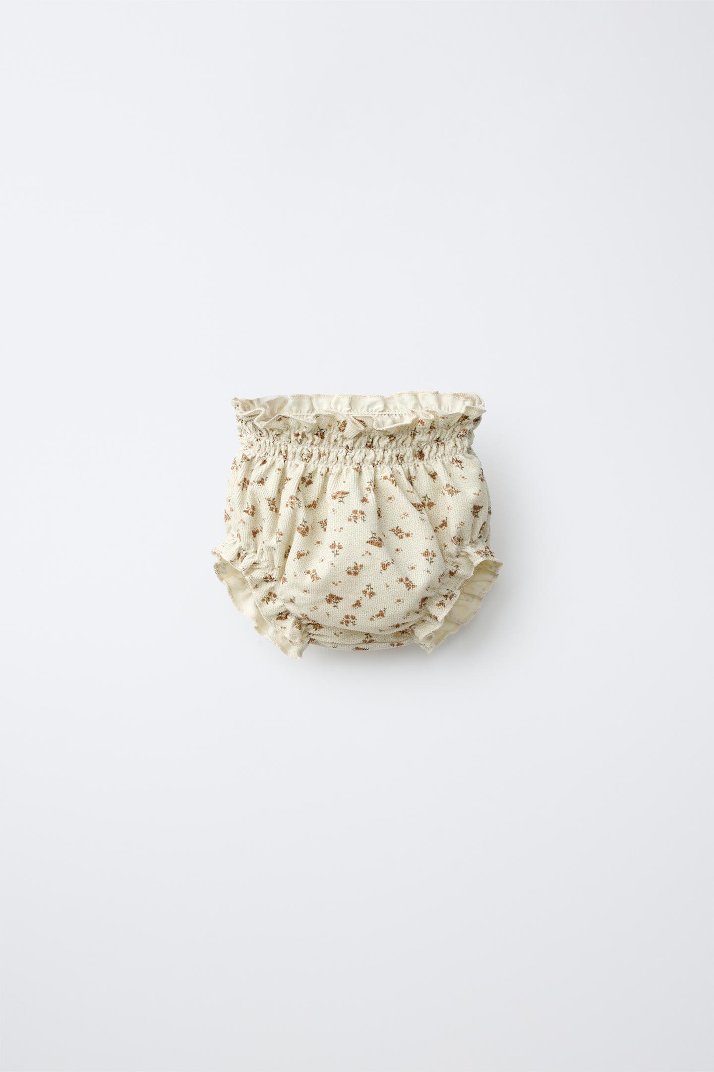 Детские шорты Zara Floral Corduroy Bloomers, цвет: Бежевый — фото 1