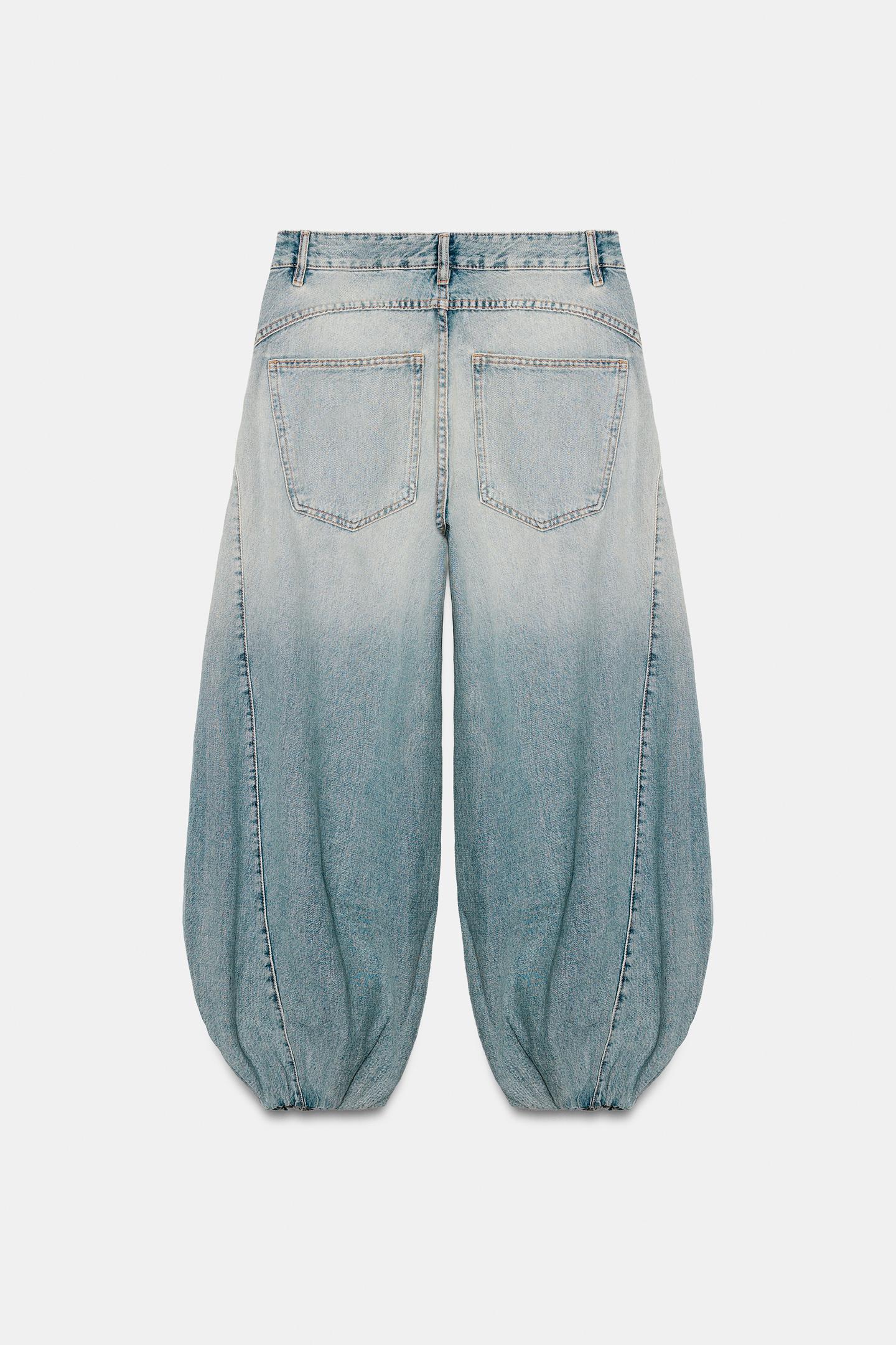 Женские джинсы Zara Trf Mid-Rise Elastic Voluminous, цвет: Синий — фото 9