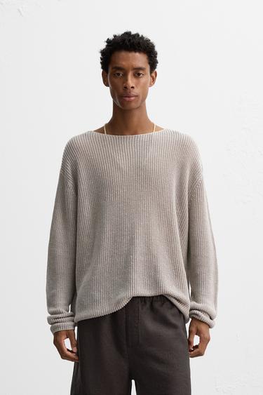 HEMP KNIT JUMPER - Stone by Zara