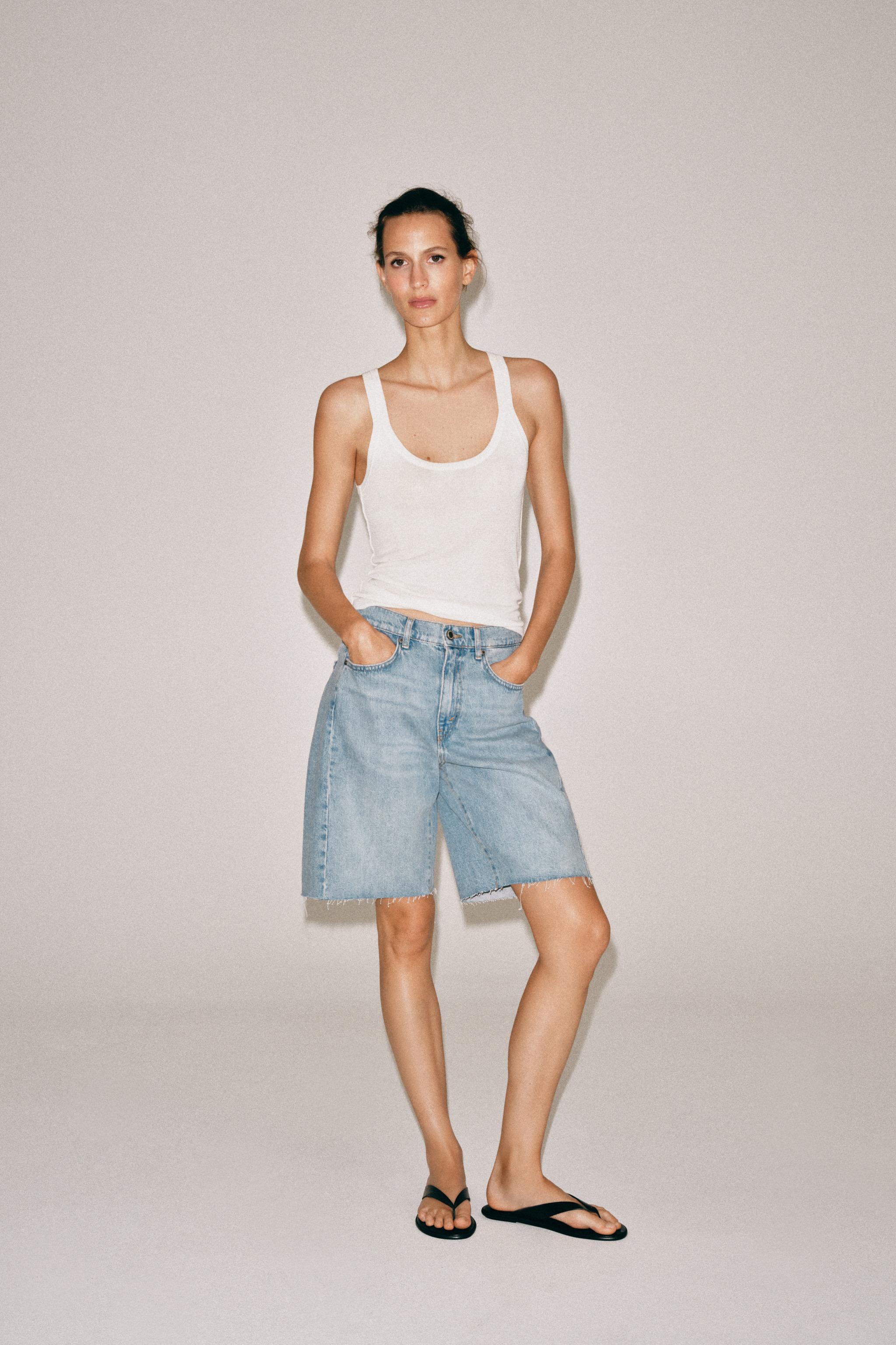 ZW COLLECTION RELAXED FIT MID-RISE DENIM SHORTS — Faded blue