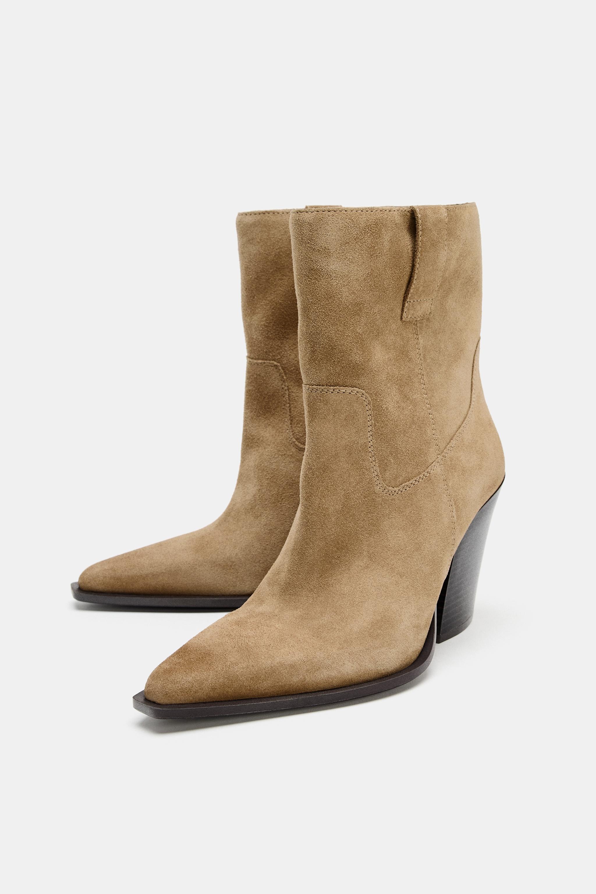 SUEDE COWBOY ANKLE BOOTS