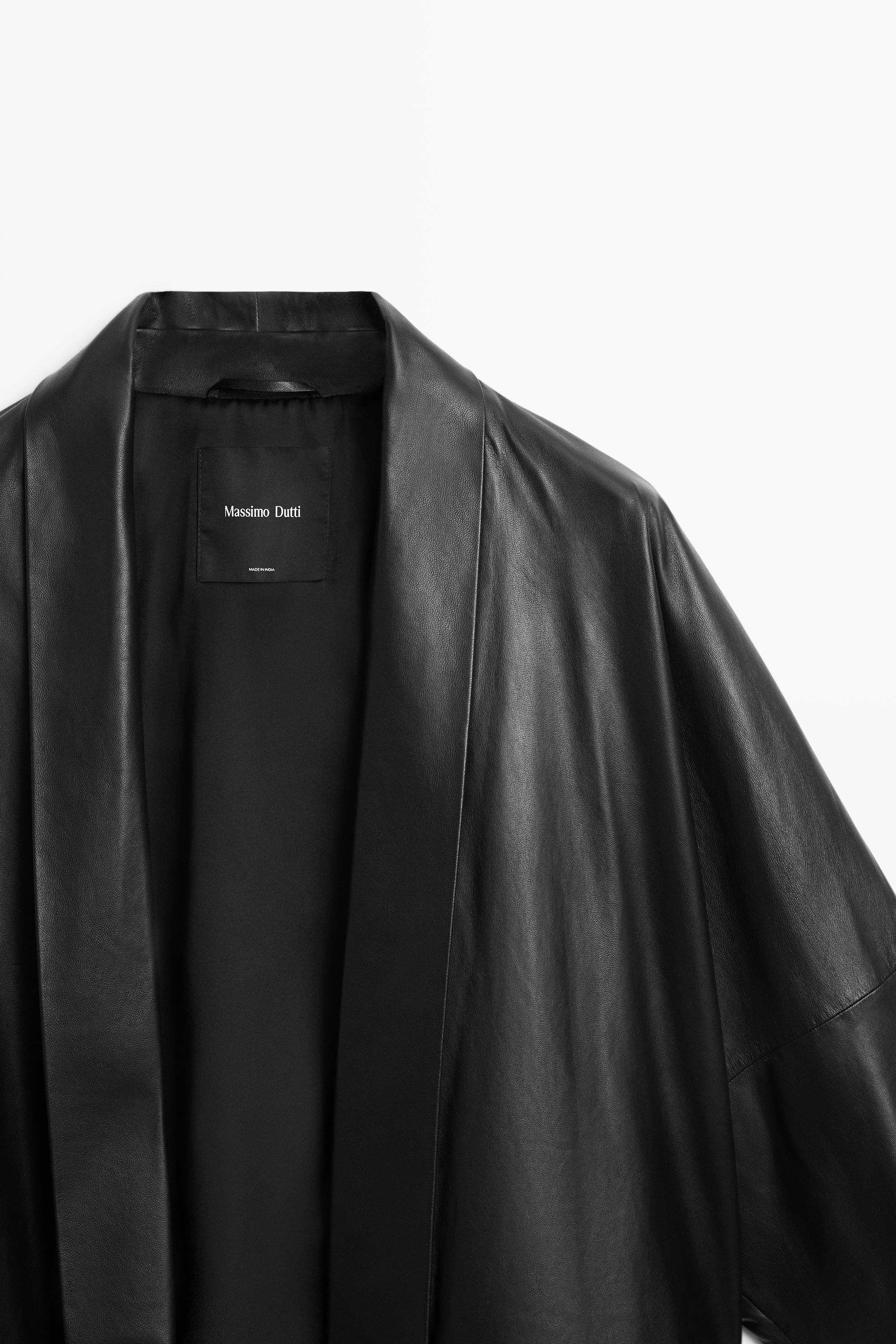 Kimono en cuir nappa à revers