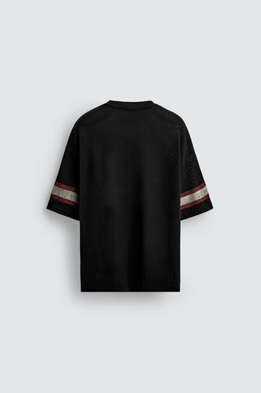 T-SHIRT STRUCTURÉ OUVERTURE VARSITY - Noir de Zara - Image 8