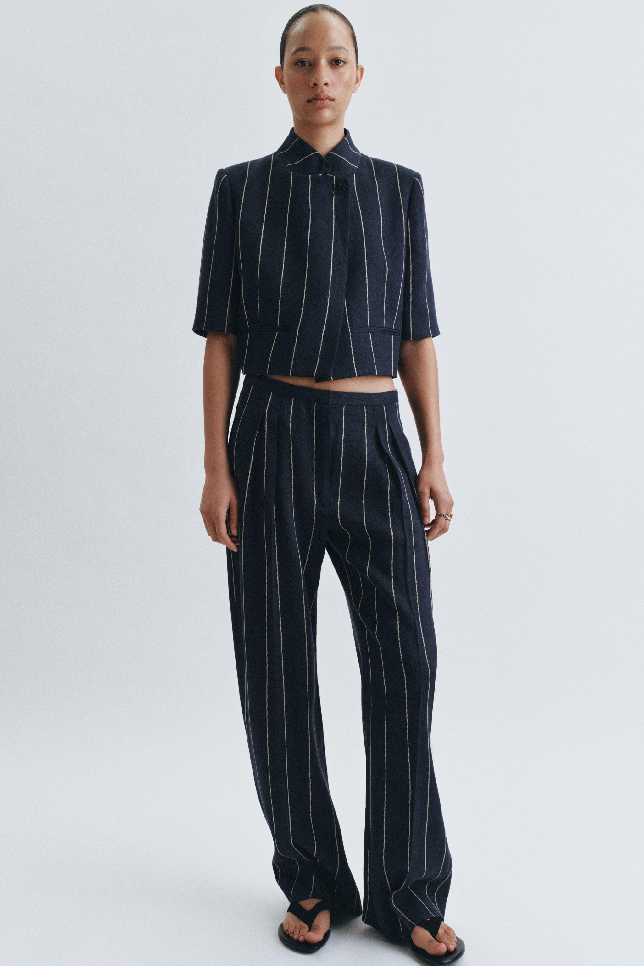 ZW COLLECTION STRIPED LINEN PANTS