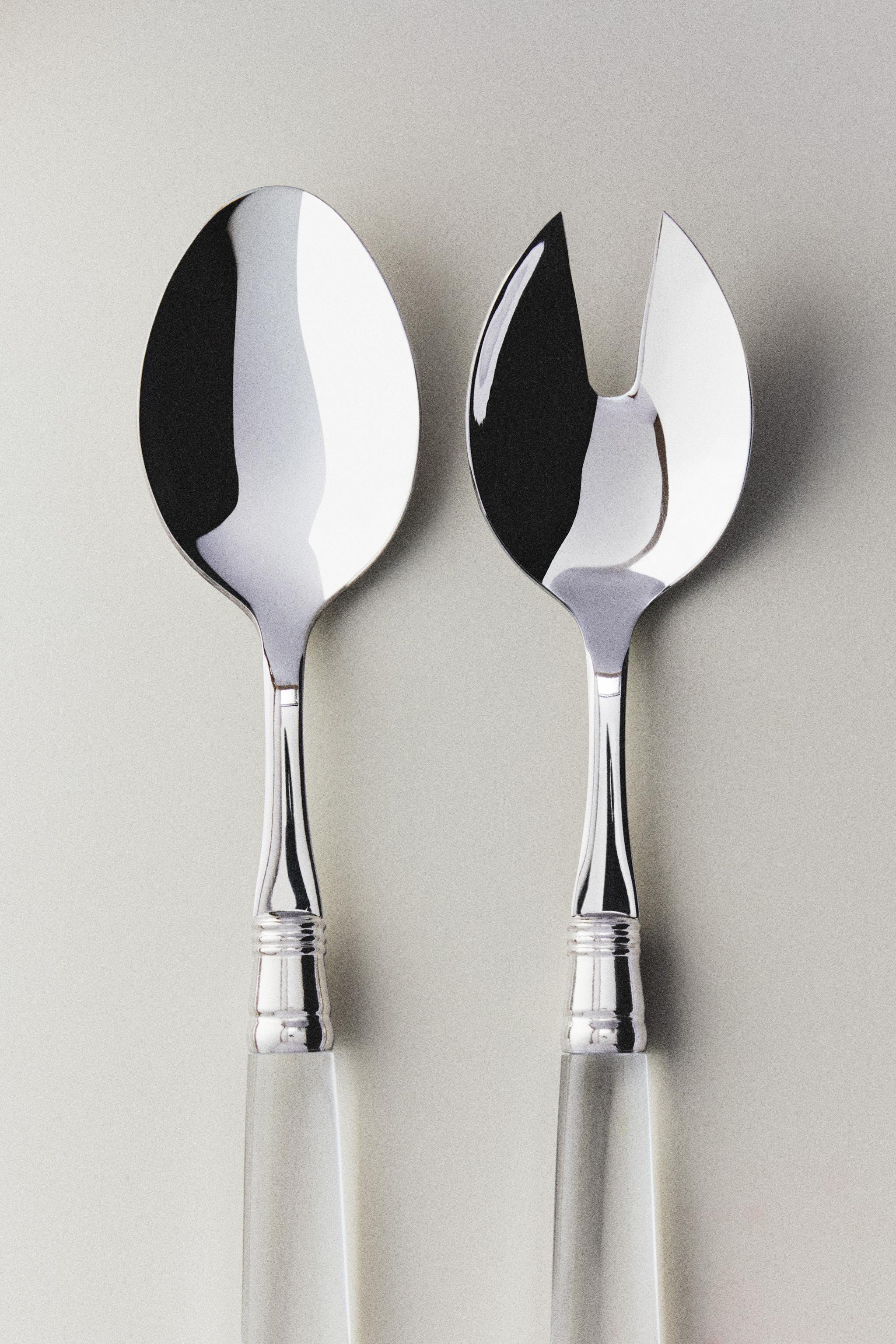 SALAD FLATWARE SET WITH TRANSPARENT HANDLE (SET OF 2)