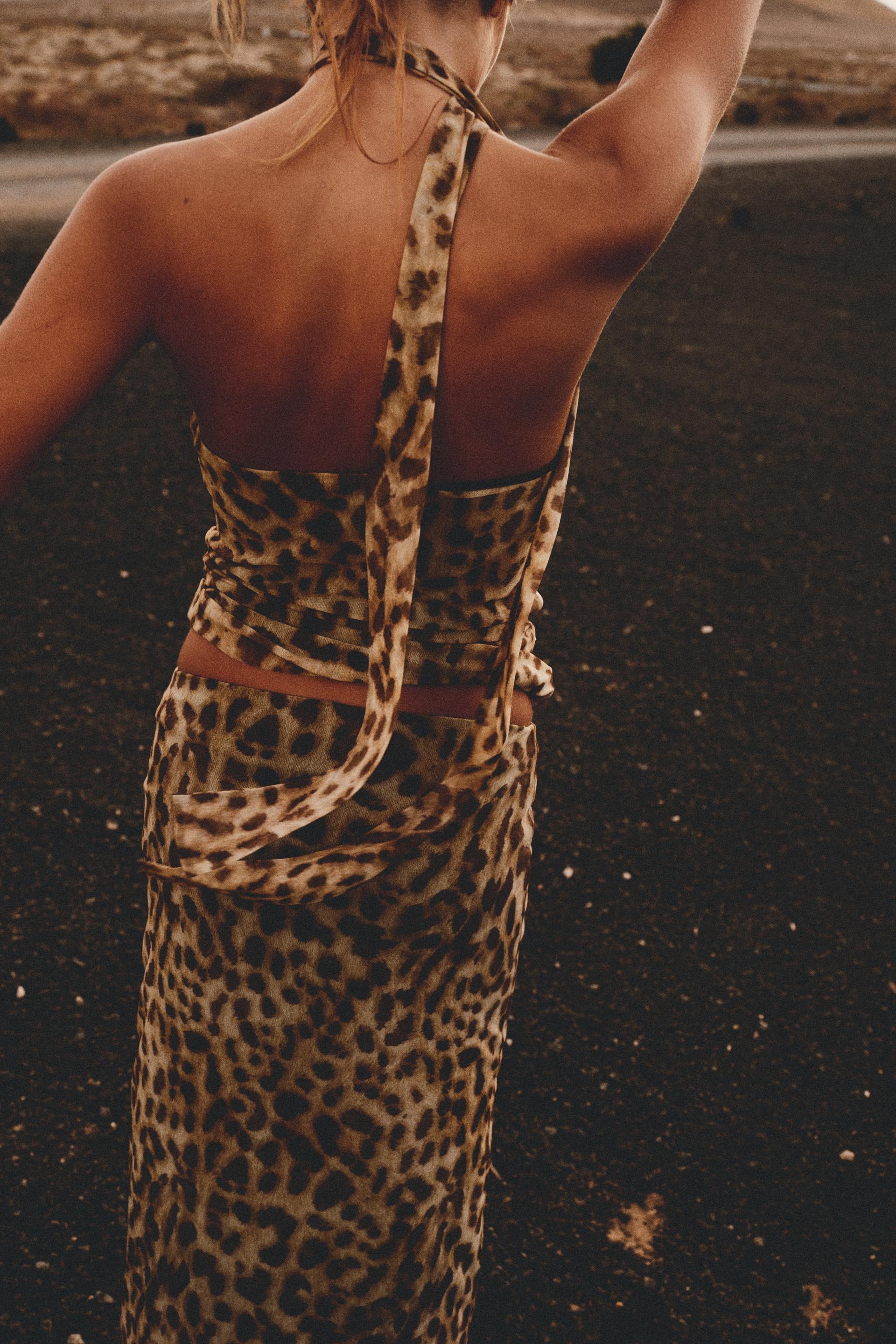 TYUL HAYVON TASVIRLI BANDO TOP - Leopard