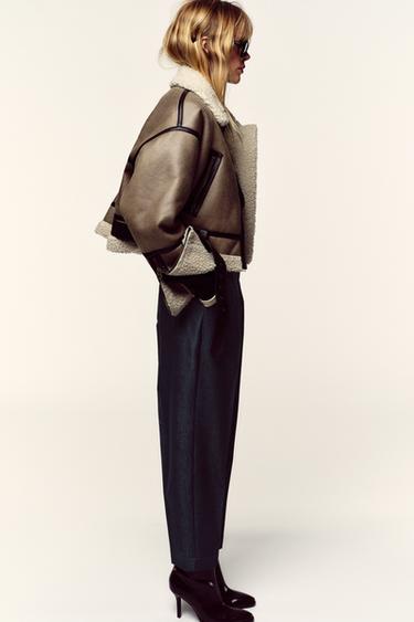 HIGH-WAIST TROUSERS WITH BELT - Indigo by Zara - Image 4