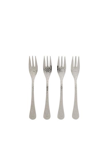 ENGRAVED STEEL DESSERT FORK PACK (PACK OF 4) - صلب الخاص بـ Zara