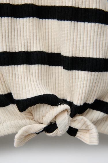 STRIPED KNOT T-SHIRT AND CYCLING LEGGINGS SET - Black by Zara - Image 2