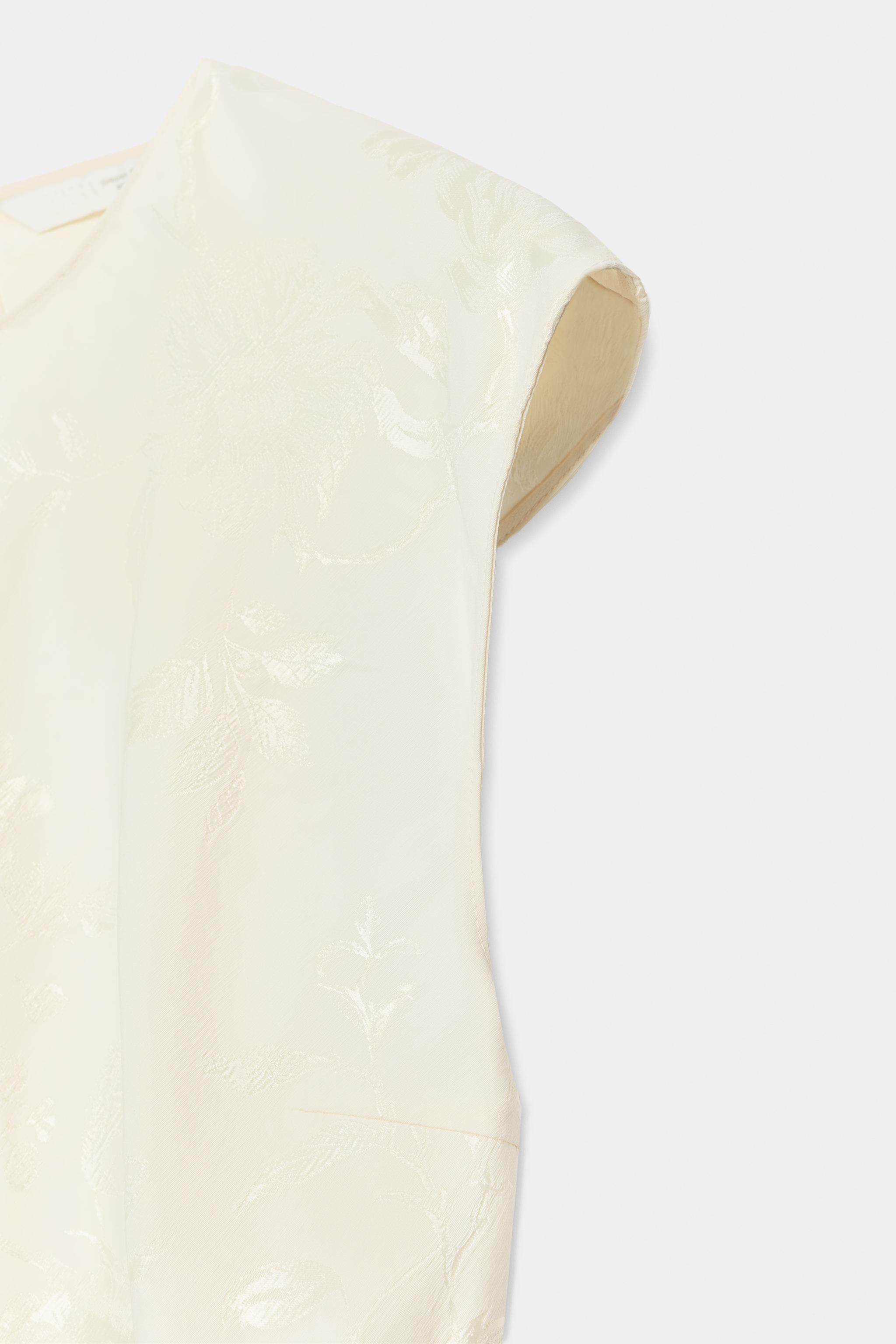 Женские рубашки Zara ZW COLLECTION JACQUARD PEPLUM SHIRT — фото 9