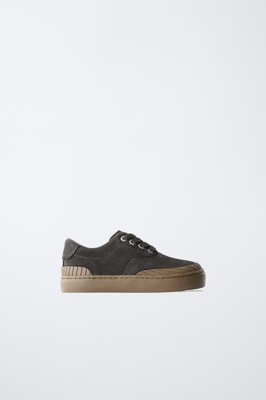 Zara LEATHER SNEAKERS - Brown