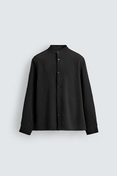 リラックスフィットストライプシャツブラックZaraのリラックスフィットストライプシャツ - ブラック 