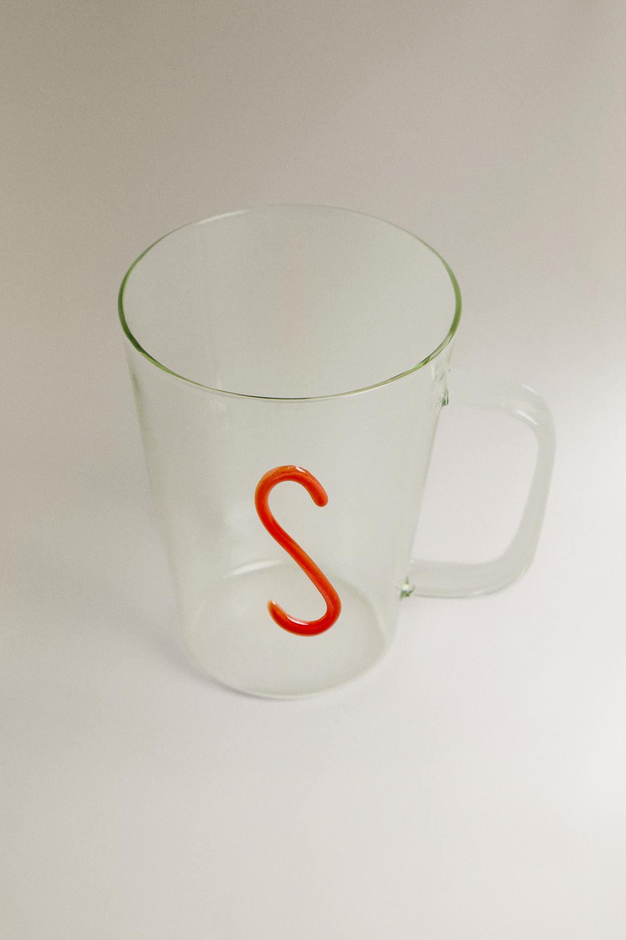 BOROSILICATE MUG WITH INITIAL S — Orange