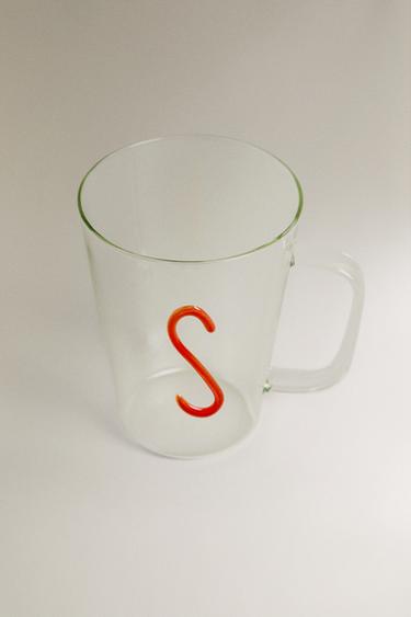 BOROSILICATE MUG WITH INITIAL S — Orange 2
