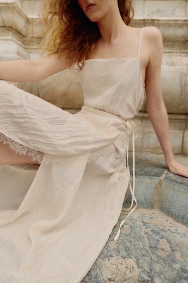 LACE CAMISOLE MIDI DRESS - Ecru by Zara - Image 6