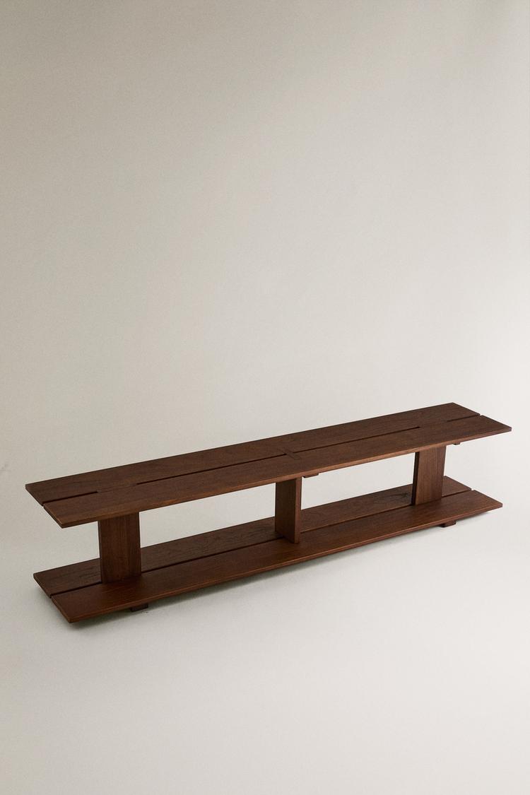 ELM WOOD SHELVING UNIT WITH TWO SHELVES
