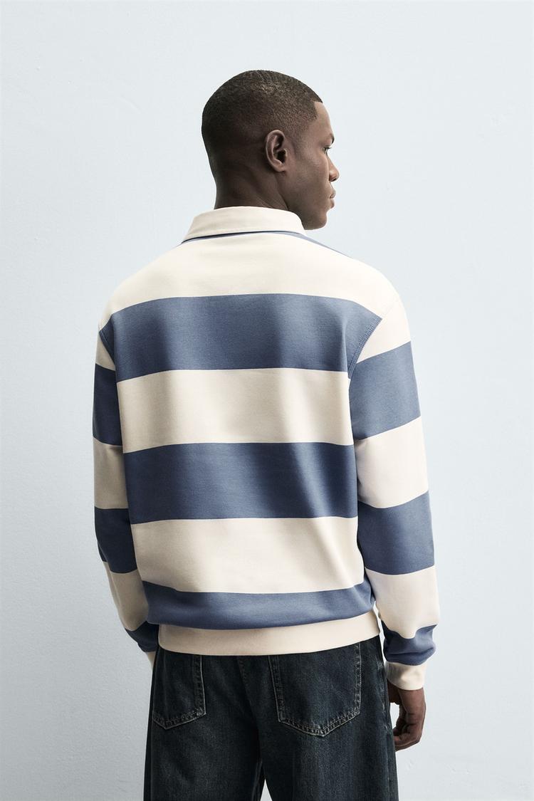 CONTRAST COLLAR POLO SWEATSHIRT