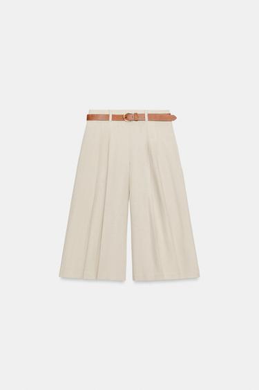 BERMUDA LONGUE À CEINTURE - Beige clair de Zara - Image 5