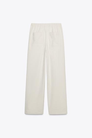 TEXTURED WIDE-LEG TROUSERS - Ecru by Zara - Image 5