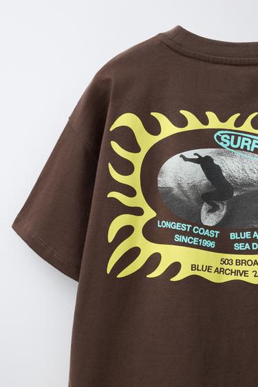T-SHIRT RELIEF SURF VIBES - Marron de Zara - Image 3