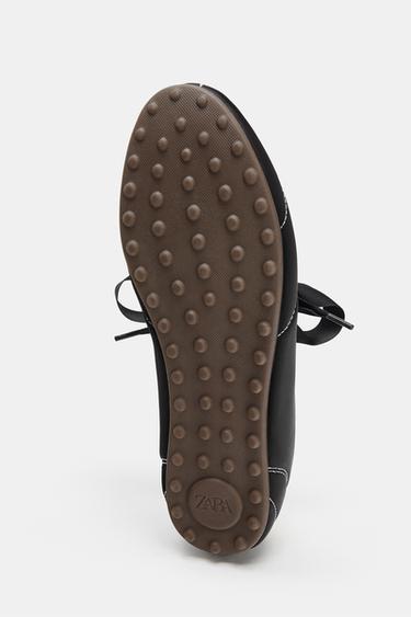 SPORTY TOPSTITCHED BALLET FLATS - Black by Zara - Image 4