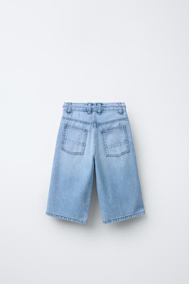 BELTED DENIM BERMUDA SHORTS - Light blue by Zara - Image 1