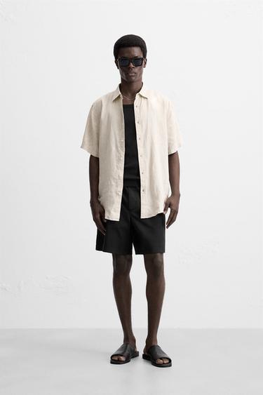 100% LINEN SHIRT - Light beige by Zara - Image 0