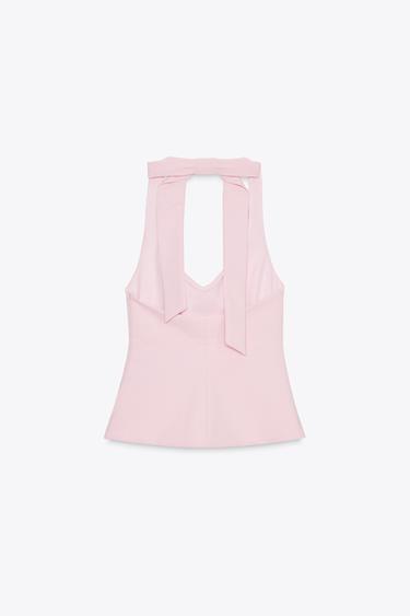 HALTER TOP WITH BACK BOW - Pastel pink by Zara - Image 7