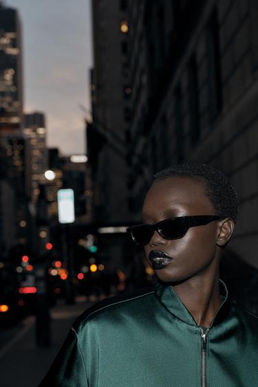 BLOUSON BOMBER SATINÉ - Vert de Zara - Image 2