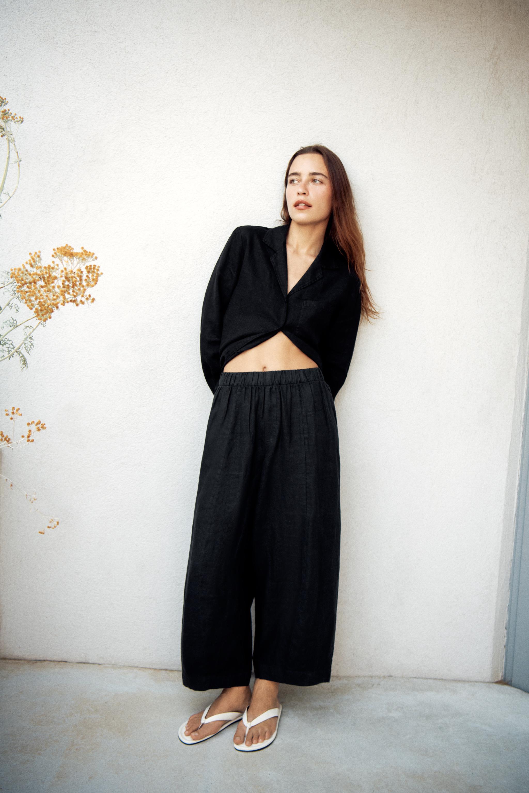 Женские брюки Zara 100% LINEN BARREL PANTS ZW COLLECTION