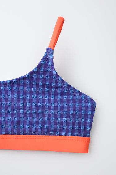 6-14 ANS/ BIKINI CARREAUX VICHY LISERÉS CONTRASTE - Bleu de Zara - Image 2