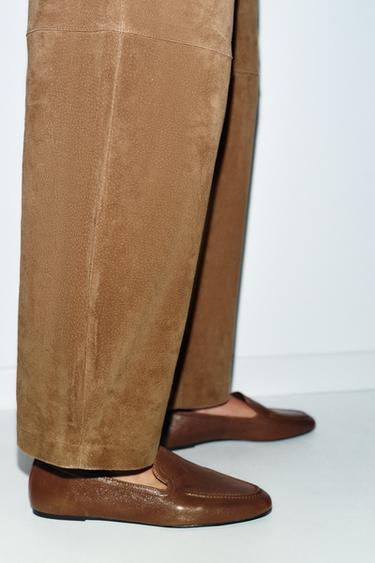 موكاسين جلدي بكوبي مرتفع - بني الخاص بـ Zara - صورة 0