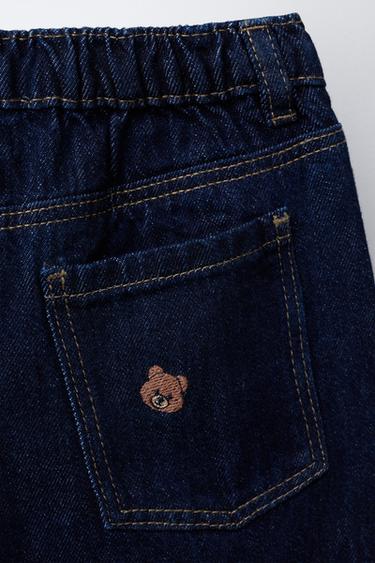 EMBROIDERED BEAR CULOTTE JEANS - Blue by Zara