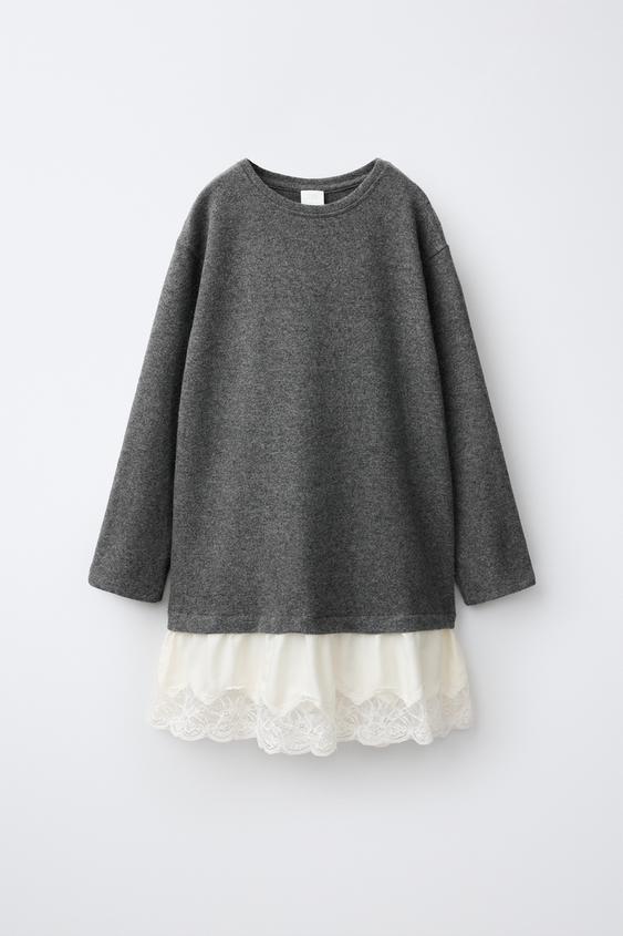 SOFT TOUCH LACE DRESS - Anthracite grey by Zara - Image 0