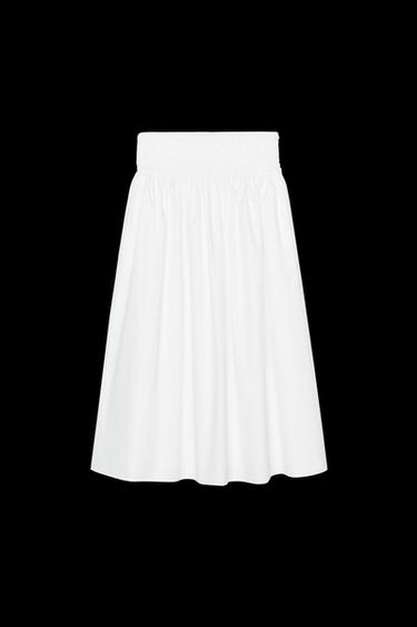 POPLIN MIDI SKIRT - White by Zara - Image 0