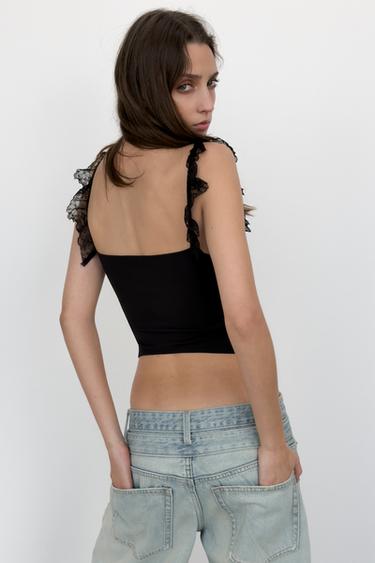 TOP STYLE CORSET EN DENTELLE - Noir de Zara - Image 4