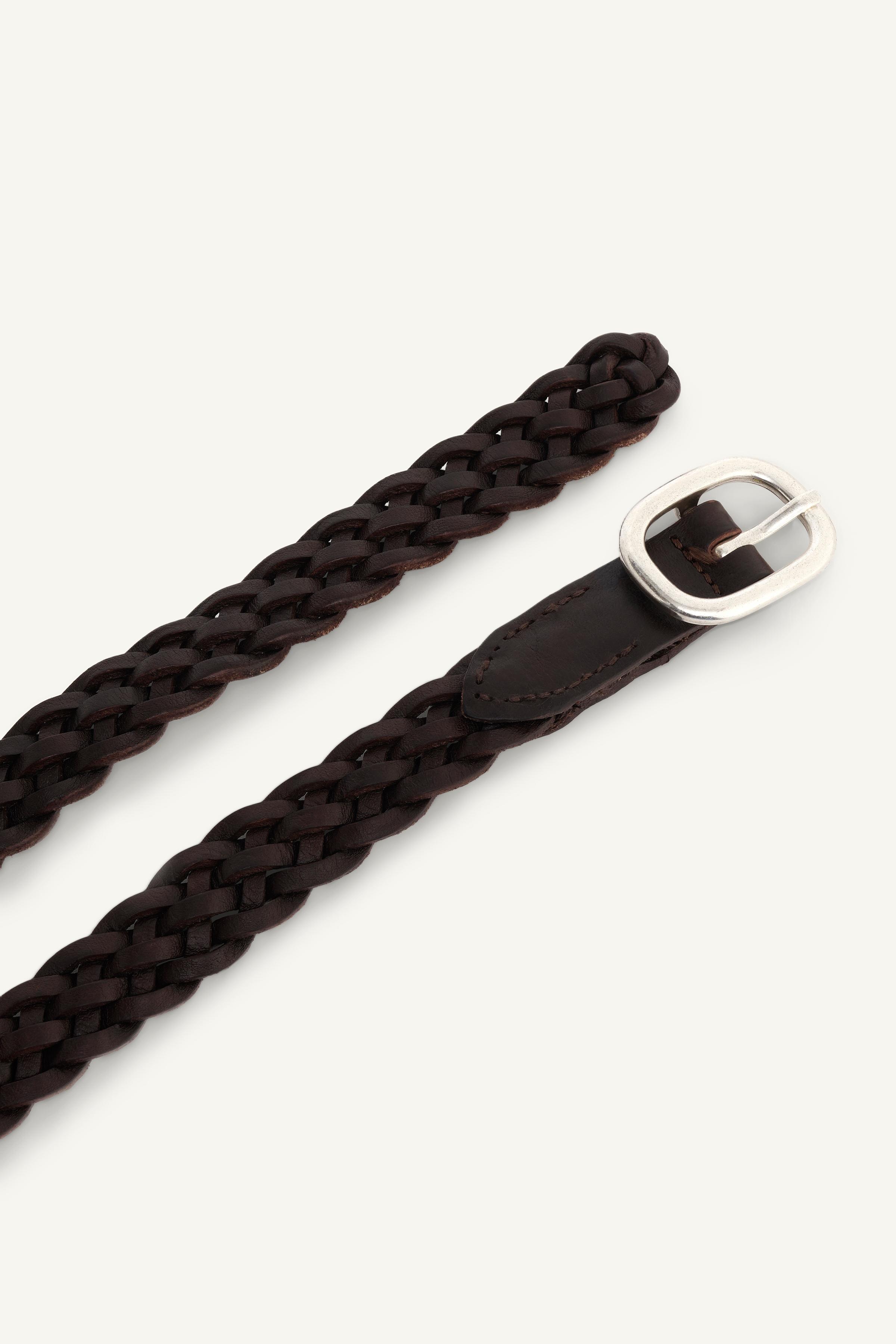 LIMITED EDITION BRAIDED LEATHER BELT - Dark brown | ZARA