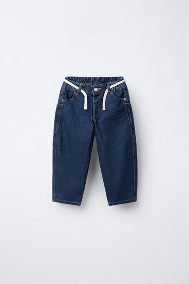JEANS BAGGY CON CINTURA - Azzurro medio di Zara